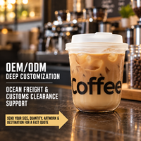 Gobelets en PET en forme de U de 12 oz et 16 oz avec couvercles à bec verseur pour latte glacé, emballage de café personnalisé imprimé