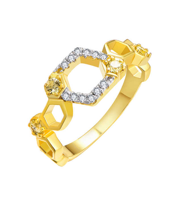 Qingxin Custom Oem Fine Luxury Jewelry 925 Sterling Silver 18K Gold Plated Cubic Zirconia Ring Women