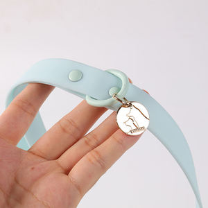 Stokta Mavi Renkli Su Geçirmez Köpek Tasması Kayışı Ayarlanabilir Özelleştirilmiş Logolu PVC Kaplı Köpek Tasması Kayışı - Product Image 2