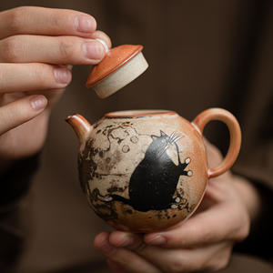 Set teh <span class=keywords><strong>Kung</strong></span> <span class=keywords><strong>Fu</strong></span> buatan tangan 100ml teko keramik pola kucing porselen gaya Tiongkok dan untuk kopi atau teh untuk Hotel - Product Image 4