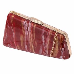 Women Fashion Acrylic Evening Bag Shinny Irregular Metal Clutch <b>Purse</b> with Removable Chain Formal Crossbody Bag - Product Image 6