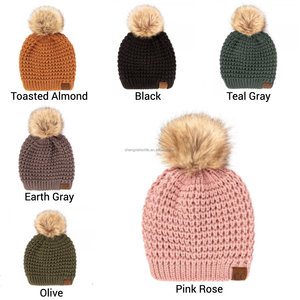 <span class=keywords><strong>Bonnet</strong></span> d'hiver tricoté pour <span class=keywords><strong>femme</strong></span>, couvre-chef avec pompon épais, bonnets à la mode, cadeau pour dame, 2020 - Product Image 6