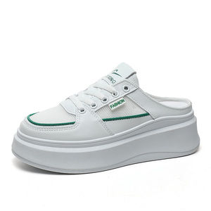 2026 New Colored Women's Loafers <b>Half</b> Slippers Summer Thick Sole Elevated Board Shoes Breathable Mesh Face Student Sandals - Product Image 1