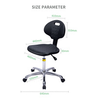Chaise de laboratoire industrielle moderne M13 ESD, réglable en hauteur, avec roulettes pivotantes, dossier et repose-pieds, pour atelier