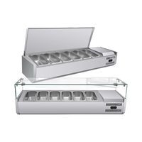 Refroidisseur de porte en verre de bureau à température unique Mode de refroidissement direct Salade Pizza Table de préparation Salade Réfrigération