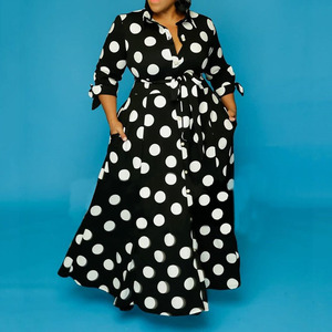 Dq434 2024 burst elegante grande stampa a <span class=keywords><strong>pois</strong></span> di alta qualità popolare taglie forti <span class=keywords><strong>vestito</strong></span> da donna - Product Image 2