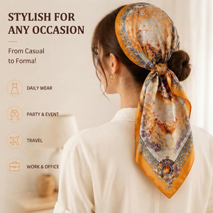Custom Artistic Printed Square <b>Scarf</b> Vintage Pattern <b>Silk</b> Feeling <b>Scarf</b> for Women Neck Head Wrap Any Size - Product Image 4