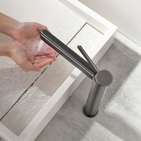 Jiangmen Usine Prix De Gros Gris Laiton Lavabo Robinet Classique Brossé Pistolet Métal Salle De Bains Mitigeur Haut Bassin Robinet
