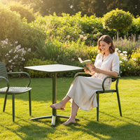 Ensemble de 6 tables et chaises de jardin modernes en métal, durables, en fer léger, résistantes aux intempéries, non pliables, pour restaurants, hôtels et jardins.