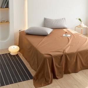 Coton peigné à longues fibres 40s 200TC Qualité écologique une couleur unie Draps de lit simples/doubles minimalistes Draps plats - Product Image 4