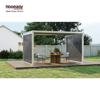 Pergola Bioclimatique Hooeasy Autoportante 3x3M 4x4M avec Toit à Lames Orientables Manuelles, Écran d'Intimité et Stores Latéraux Zippés