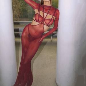 Corsé bordado de encaje rojo Deep Love, cintura reunida, satén brillante, vestido de noche corto, falda con <span class=keywords><strong>medias</strong></span> de red - Product Image 2