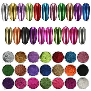 1/2pcs Silver Gold Metal Chrome Nail Powder <b>Mirror</b> Effect Metallic Nail Glitter Pigment Approx 0.3g Nail Art Rubbing Chrome Dust - Product Image 1