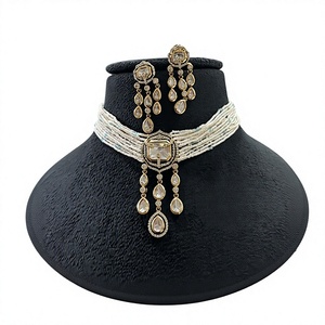 Conjunto de Collar Gargantilla de Moissanita Chapado en Oro de Latón de Primera Calidad, Encantador y de Alta Calidad, para Mujer, Colección para Bodas - Product Image 2
