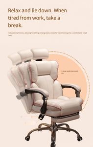 Silla de Juego Moderna Ajustable de Cuero PU, Silla de Oficina para Computadora, Función Reclinable, Cómoda para Estar Sentado por Tiempo Prolongado, Base de Acero - Product Image 5