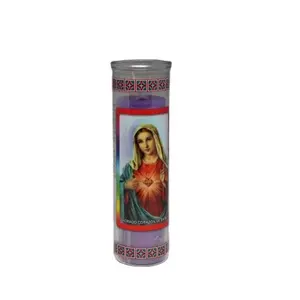 Custom more saints images 7 days Candles Religious wholesale 8" inch religious glass candle