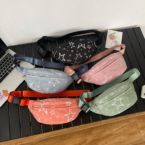 Trendy Star Print Waist Bag Nylon Zipper Closure Women's Crossbody Bag For Everyday Outfits Fall 2025 - Product Image 1