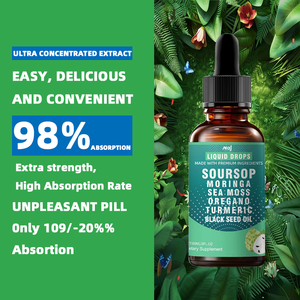 OEM, частная марка, экстракт Soursop, жидкие капли 10 в 1 с морским мхом, куркумой, маслом из черных семян и орегано, каплями Soursop Graviola - Product Image 5
