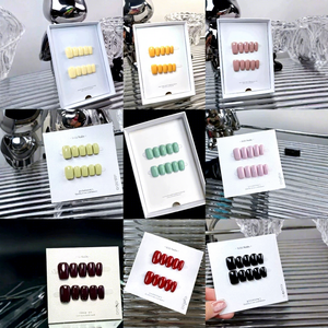 TSZS - Nuevo Juego de 10 <span class=keywords><strong>Uñas</strong></span> Postizas <span class=keywords><strong>Cortas</strong></span>, Medianas, Cuadradas y Ovaladas, de Color Sólido, para Verano, Hechas a Mano - Product Image 1