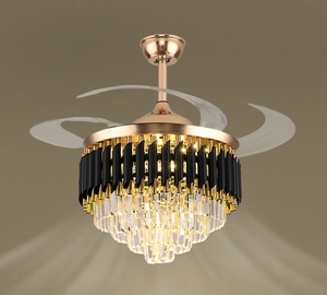 Lámpara de ventilador Invisible de cristal para sala de estar, comedor, luz de lujo para el hogar, lámpara de ventilador de techo nueva atmosférica y de gama alta - Product Image 3