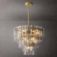 Lustre suspendu de luxe personnalisé à LED, grand modèle doré pour hall d'hôtel, luminaires modernes en verre et cristal, grand lustre de plafond de luxe