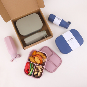 3 ngăn silicon Bento leakproof trường trẻ em Kid lonchera Bengo Silicone Bento hộp cơm trưa Hộp Ăn Trưa với nắp - Product Image 6