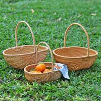 Multifunctionele grote ecovriendelijke waterdichte handgeweven vierkante fruitmand met PP rotan handvatten voor picknickgebruik