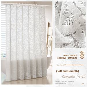 Nouvelle Voile Translucide Épaisse et Douce Style Crème Haut <span class=keywords><strong>de</strong></span> Gamme, <span class=keywords><strong>Rideau</strong></span> <span class=keywords><strong>de</strong></span> Porte Creux Français Sans Perçage pour la Maison - Product Image 6