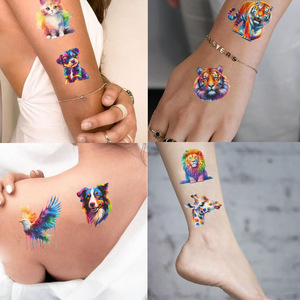 Cartone animato acquerello animale tatuaggio <span class=keywords><strong>adesivi</strong></span> <span class=keywords><strong>per</strong></span> la decorazione del corpo arte pittura adesivo - Product Image 5