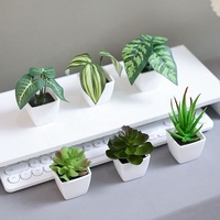 Ensemble de 6 petites plantes artificielles en pot, plantes artificielles mélangées