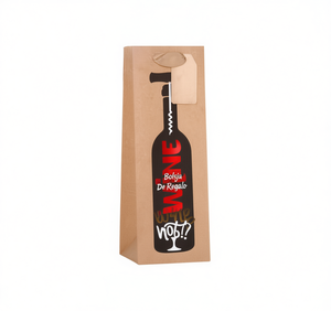Borsa Regalo in Carta per Vino con Etichetta, Porta Bottiglia Ecologico - Product Image 1