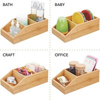 Bambou Bois Compact Salle De Bains De Stockage Organisateur Bin Box - 3 Sections Divisées-Armoires, Étagères, Comptoirs, Chambre, Cuisine,