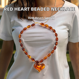 Collar con Colgante de Corazón Rojo Deportivo Vintage para Mujer, Estilo Europeo Americano, con Cuentas Acrílicas, Simple y a la Moda, Regalo para el Día de San Valentín - Product Image 2