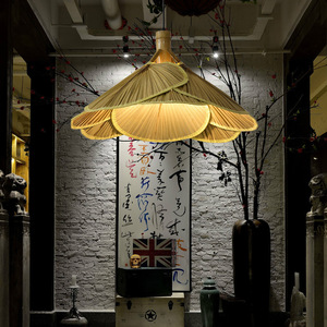 โคมไฟแขวนไม้ไผ่ทำมือ 60x30 ซม. หลอดไฟ LED E27 ทรงกลม หัวเดียว ตกแต่งสไตล์เซนสำหรับห้องน้ำชา - Product Image 3