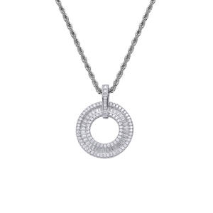 Semplice ciondolo rotondo a doppio cerchio, collana da uomo di tendenza con personalità e stile. - Product Image 3