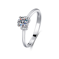 Bague en argent sterling 925 personnalisée avec certification GRA, sertie d'un moissanite VVS certifié GRA de 0,5 carat, vente directe du fabricant