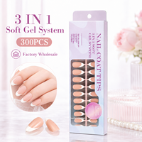 300 pièces en gros de faux ongles à presser en acrylique et gel souple, pour usage DIY et professionnel en salon, fournitures pour ongles artificiels