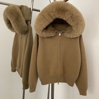 OFTBUY doux hiver fausse fourrure automne chaud tricoté manteau court fermeture éclair à capuche femmes veste pull décontracté veste mince élégant
