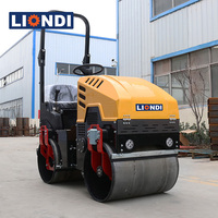 Compacteur à rouleaux vibrants Liondi Honda 1 tonne DVR-1000, double tambour, système entièrement hydraulique, pneumatique de haute qualité, caoutchouc