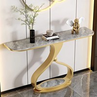 Console murale avec plateau en marbre et base sur piétement, design moderne pour villa et appartement, meubles de salon