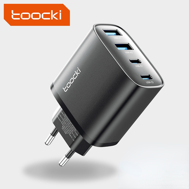 Toocki Advanced 40W GaN Multi-Port Fast Charger 4-Port USB-C USB-A PD Wide Compatibility for Travel Office Use