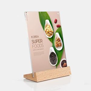 Cơ sở gỗ Bảng dấu hiệu t-loại Acrylic Bảng thẻ A4 A5 A6 hiển thị đứng - Product Image 4