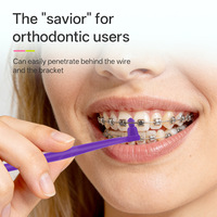 Brosse à dents interdentaire orthodontique souple en nylon HBAJ, à tête unique, avec 6 têtes, pour usage dentaire adulte, vente en gros