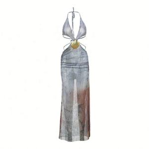 Robe fendue moulante sexy à découpes basses, nouvelle conception tie-dye, <span class=keywords><strong>vêtements</strong></span> pour femmes - Product Image 6