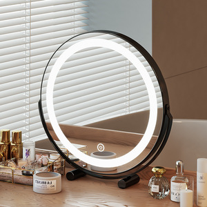 <b>LED</b> <b>Makeup</b> <b>Mirror</b> Round Desktop Lighting Rotatable Smart Dressing Table <b>Mirror</b> For Bedroom Vanity Use - Product Image 1