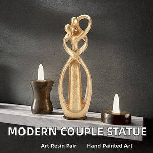 Escultura de Resina de Pareja Abstracta en Tono Dorado, Estatua Romántica para Decoración del Hogar o Bodas - Product Image 2