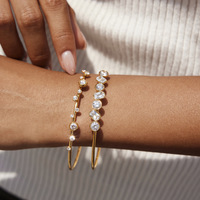 Bracelet géométrique en acier inoxydable plaqué or 18 carats avec zircon gradué, classique, hypoallergénique, pour femme, vente en gros