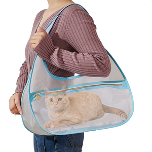 Tas punggung pembawa hewan peliharaan, kantung jala bernafas ritsleting portabel nilon multifungsi musim panas baru - Product Image 1