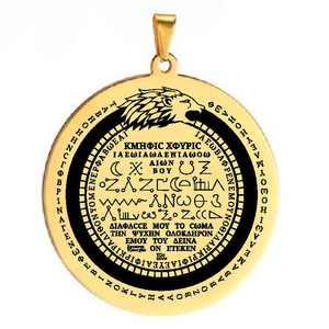 Collier pendentif en acier inoxydable avec talisman amulette découpé au laser, Anthologie de la magie grecque égyptienne PGM, HLSS635 Lion Magic - Product Image 6