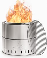 Barbecue moderne sans fumée en acier inoxydable poli de 19 pouces avec sac de transport |   Pique-foyer d'extérieur pour le camping